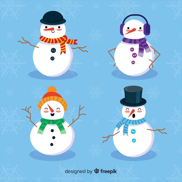 Set di personaggi di pupazzi di neve
