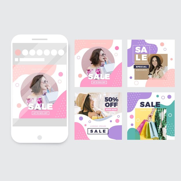 Set di post di instagram di vendita organica