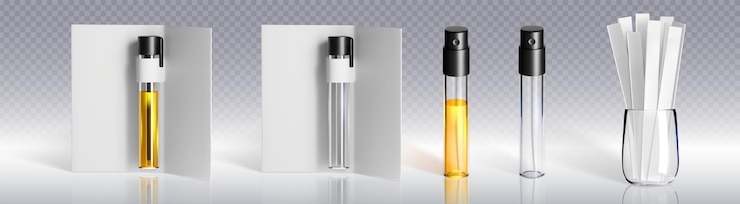 Vettore gratuito set di prova del profumo con flaconcini di vetro