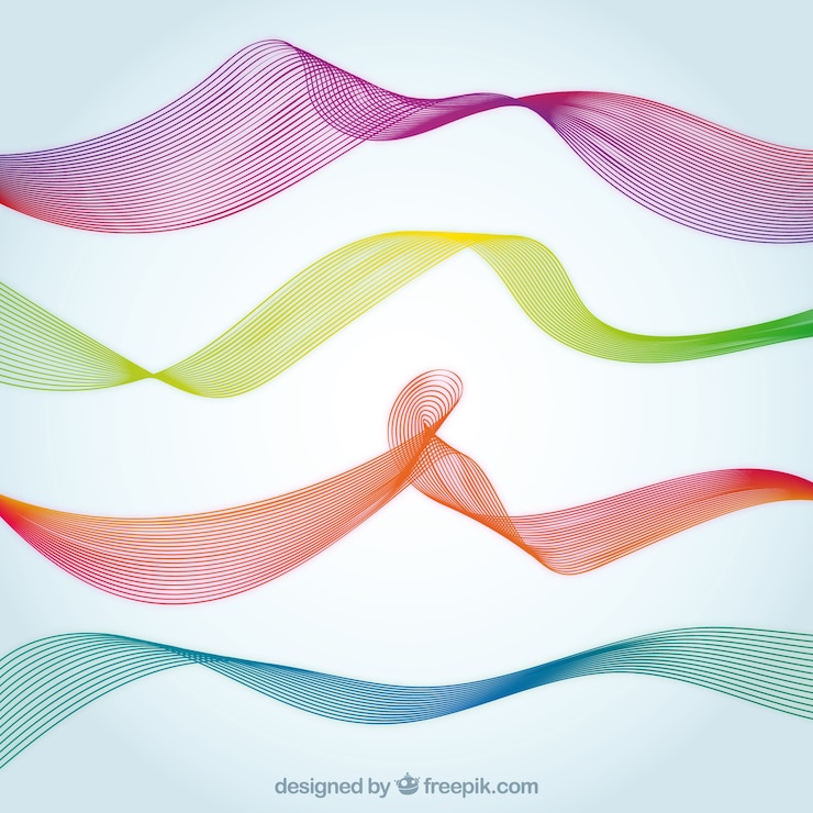 Vettore gratuito set di quattro onde abstract con colori diversi
