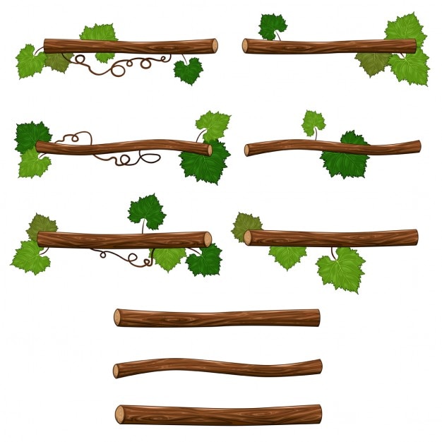 Vettore gratuito set di rami vettore isolato oggetti per giochi di piattaforma o grafica