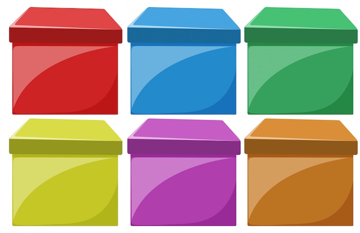 Vettore gratuito set di scatole colorate