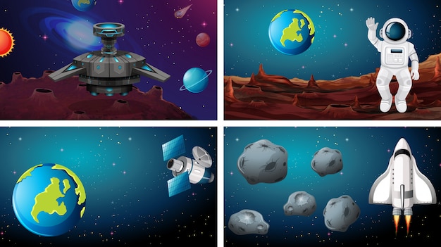 Set di scene spaziali diverse