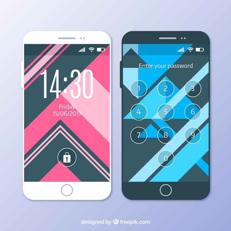 Vettore gratuito set di sfondi mobili in stile geometrico