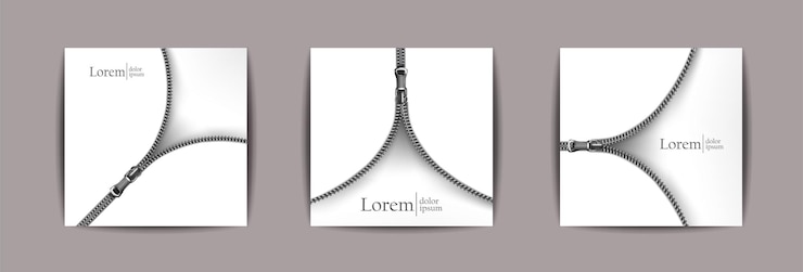Vettore gratuito set di sfondi realistici con cerniera aperta vettoriale. bandiera del concetto di design.