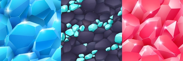 Set di sfondi senza soluzione di continuità con texture di cristalli magici