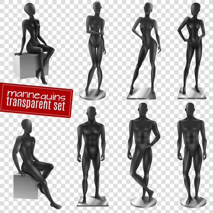 Vettore gratuito set di sfondo realistico realistico nero manichini