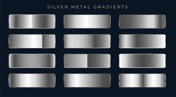 Vettore gratuito set di sfumature argento o platino