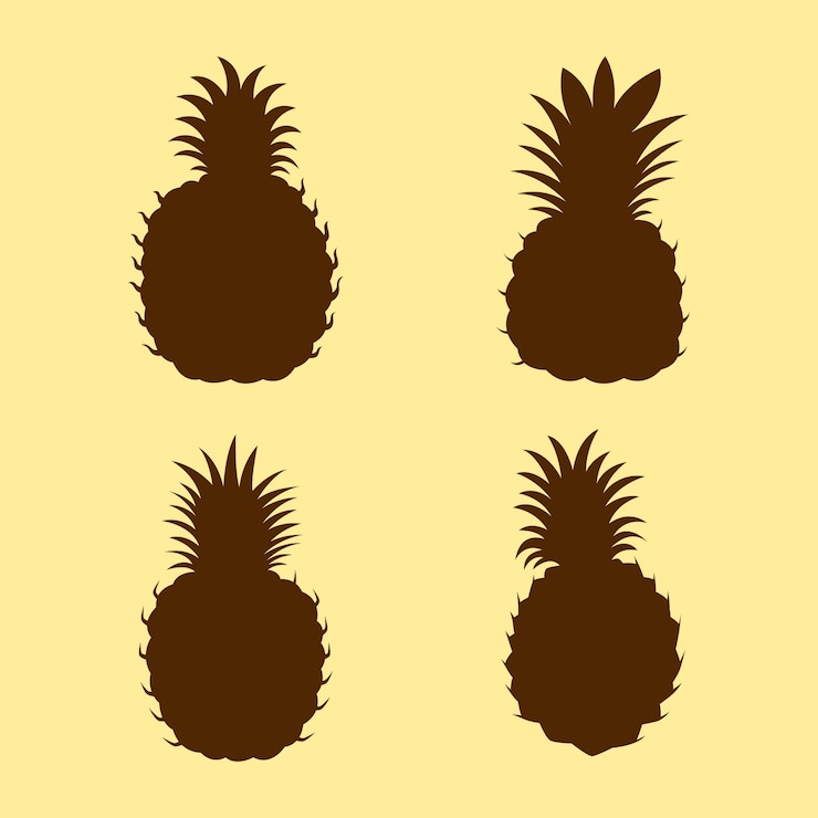 Vettore gratuito set di silhouette di ananas disegnate a mano