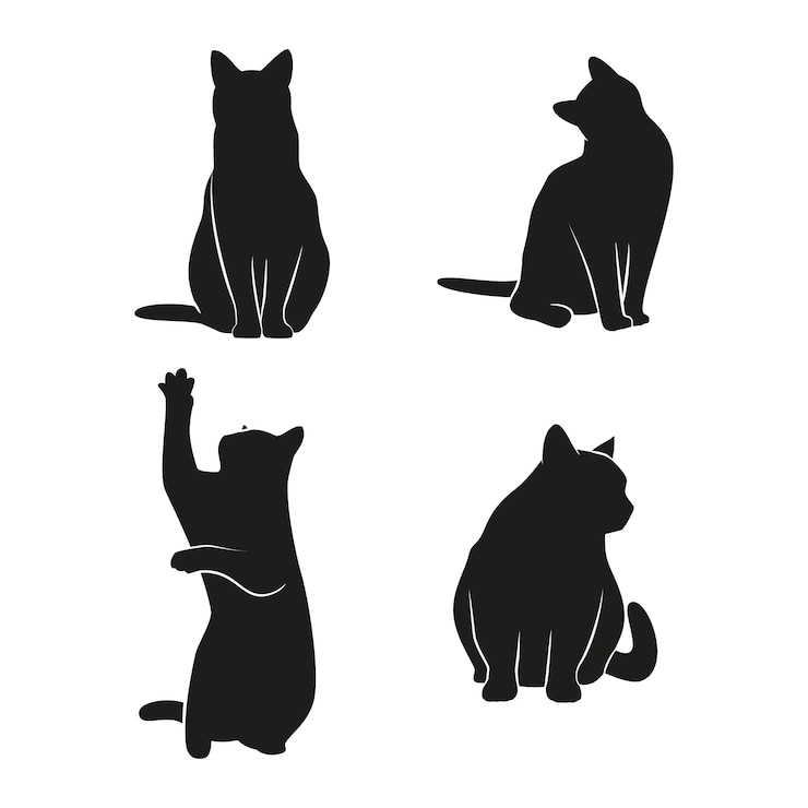 Vettore gratuito set di silhouette di animali disegnate a mano