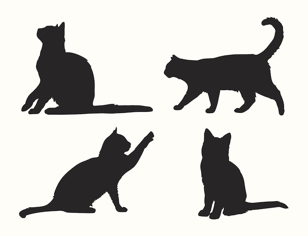 Set di siluette animali design piatto