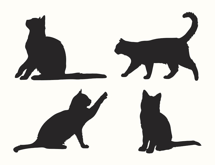 Vettore gratuito set di siluette animali design piatto