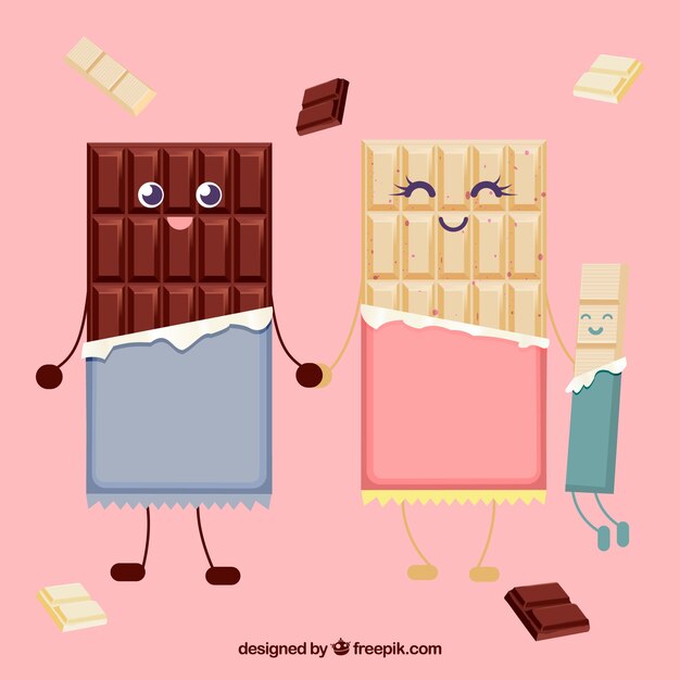 Set di simpatici cartoni animati al cioccolato