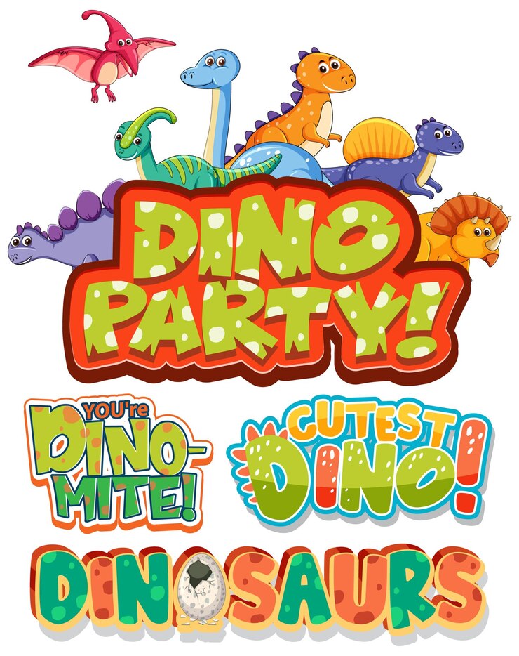 Vettore gratuito set di simpatici personaggi dei cartoni animati di dinosauri