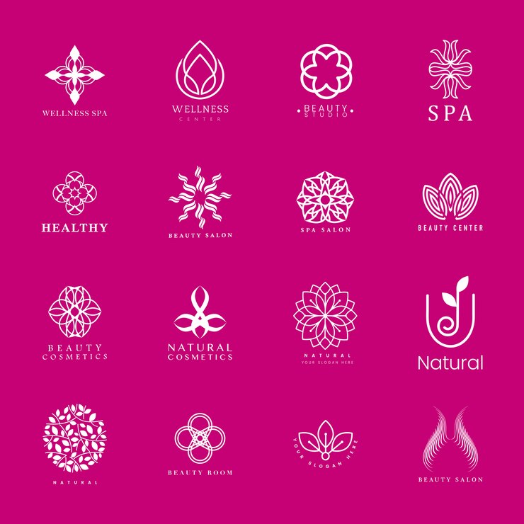 Vettore gratuito set di spa e bellezza logo vettoriale