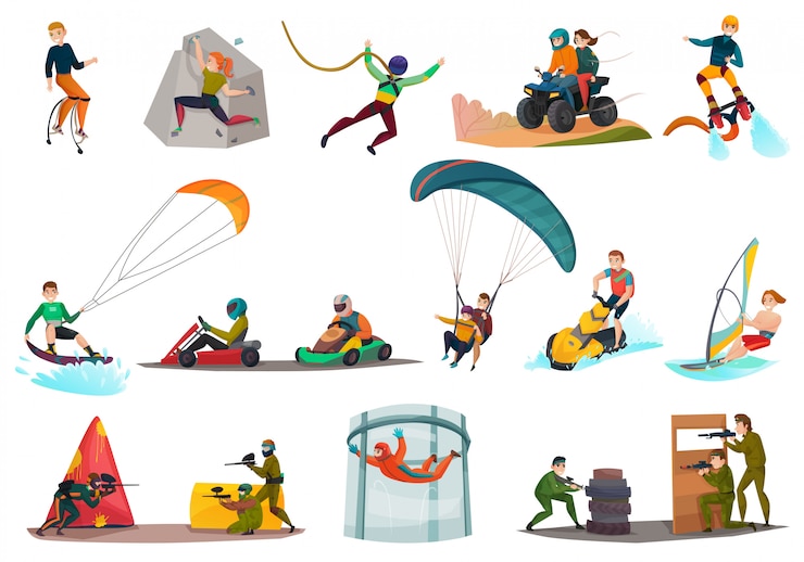 Vettore gratuito set di sport e divertimenti moderni