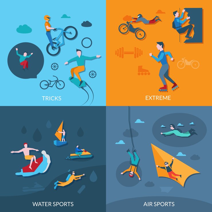 Vettore gratuito set di sport estremi