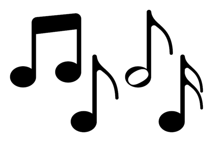 Vettore gratuito set di stili di glifi di note musicali