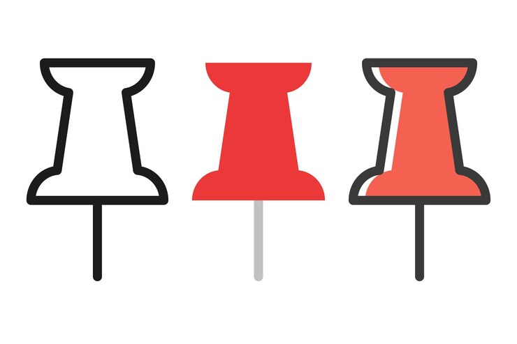 Vettore gratuito set di stili semplici di pin tacks