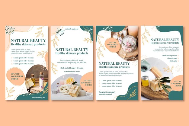 Set di storie di instagram cosmetici