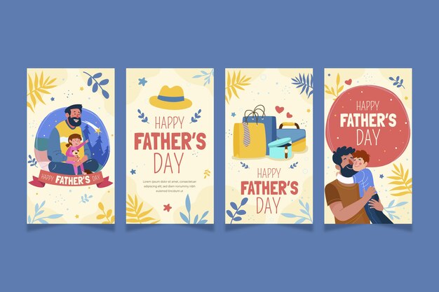Set di storie ig disegnate a mano per la festa del papà