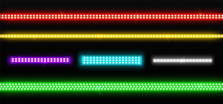 Vettore gratuito set di strisce luminose a led al neon