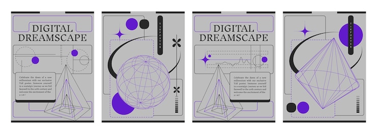 Vettore gratuito set di striscioni estetici retrowave