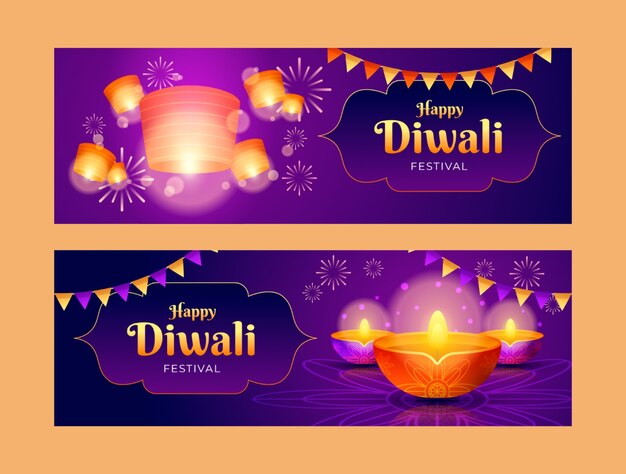 Set di striscioni orizzontali per la festa di Diwali