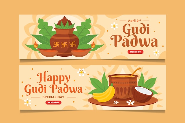Set di striscioni orizzontali piatti gudi padwa