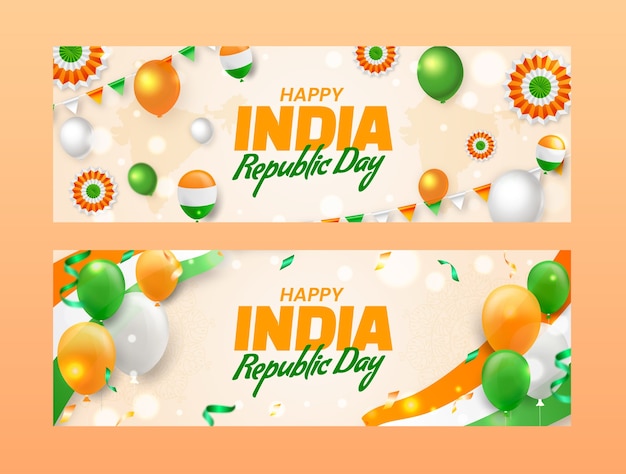 Set di striscioni orizzontali realistici per la festa della repubblica