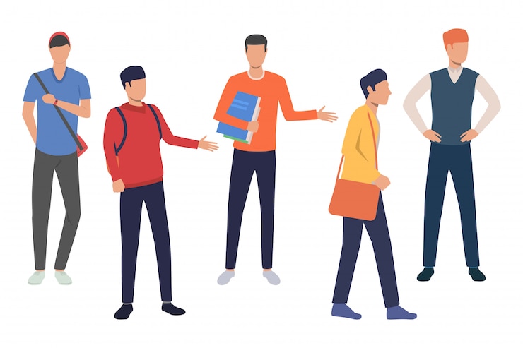 Vettore gratuito set di studenti di ingegneria del software