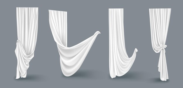 Set di tende bianche realistiche