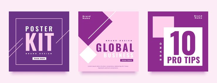 Vettore gratuito set di tre modelli di banner promozionali per post sui social media