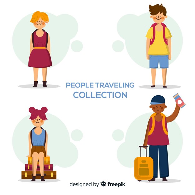 Set di viaggiatori disegnati a mano