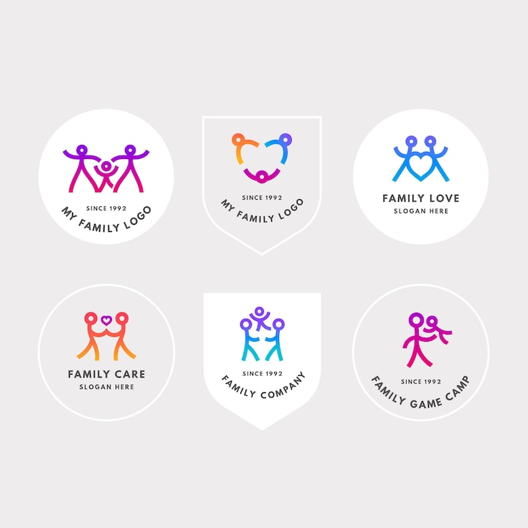 Vettore gratuito set logo famiglia