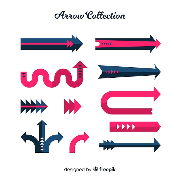 Set moderno di frecce colorate con design piatto