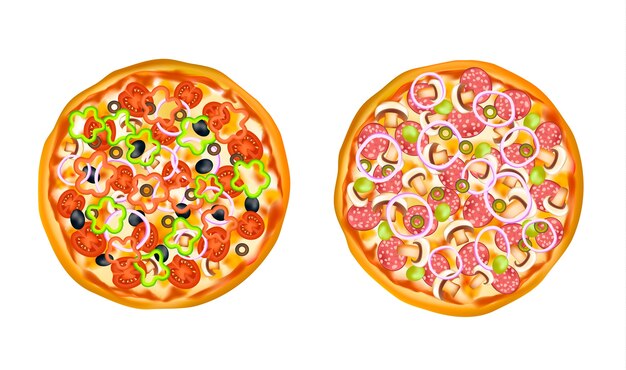 Set pizza isolato realistico