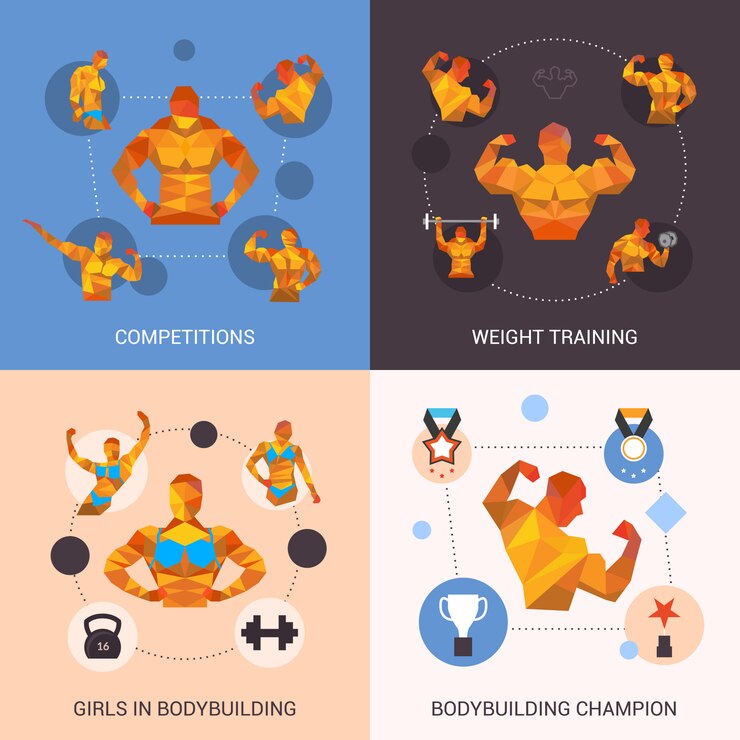 Vettore gratuito set poligonale per bodybuilding