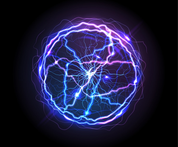 Vettore gratuito sfera elettrica realistica o sfera al plasma astratta