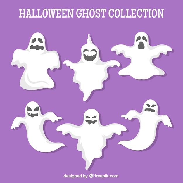 Sfilare fantasmi di Halloween con facce divertenti