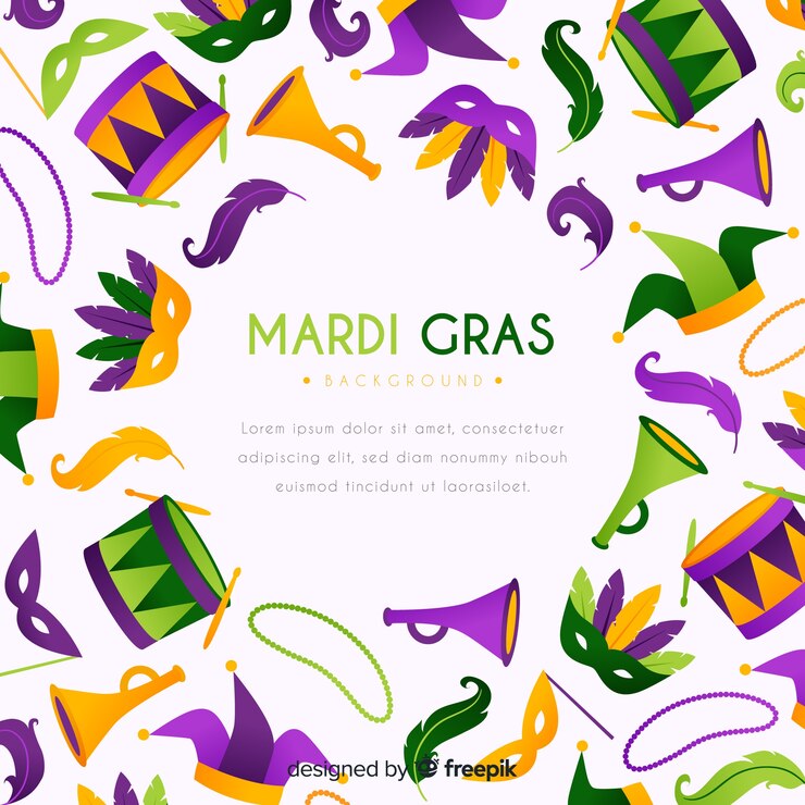Vettore gratuito sfondamento del carnevale di mardi gras