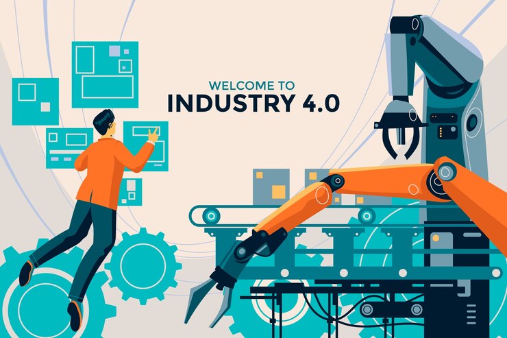 Vettore gratuito sfondamento dell'industria 4.0
