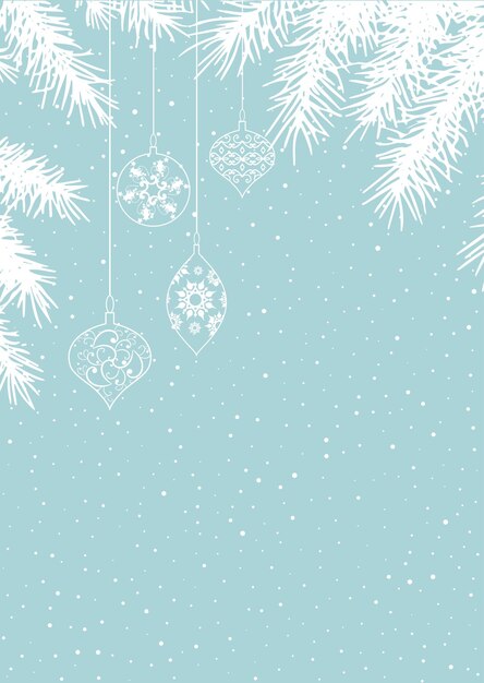 Sfondi decorativi di Natale con rami di abete e gioielli appesi