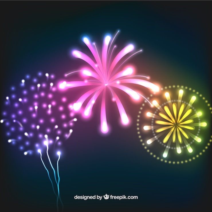 Vettore gratuito sfondi di fuochi d'artificio colorati