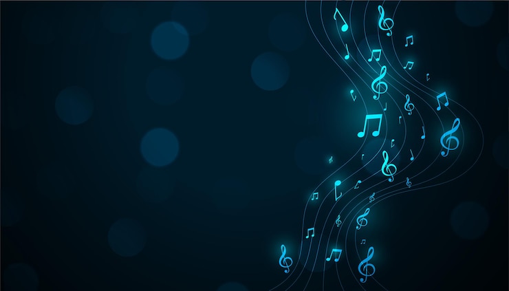 Vettore gratuito sfondi musicali luminosi di pentagramma con note sonore