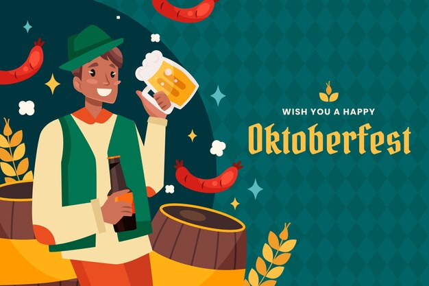 Sfondi piatti per la celebrazione della festa della birra dell'Oktoberfest