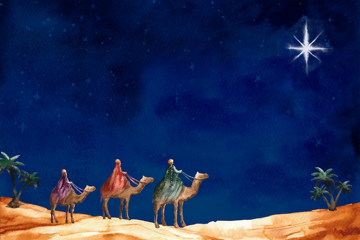 Vettore gratuito sfondio ad acquerello per reyes magos
