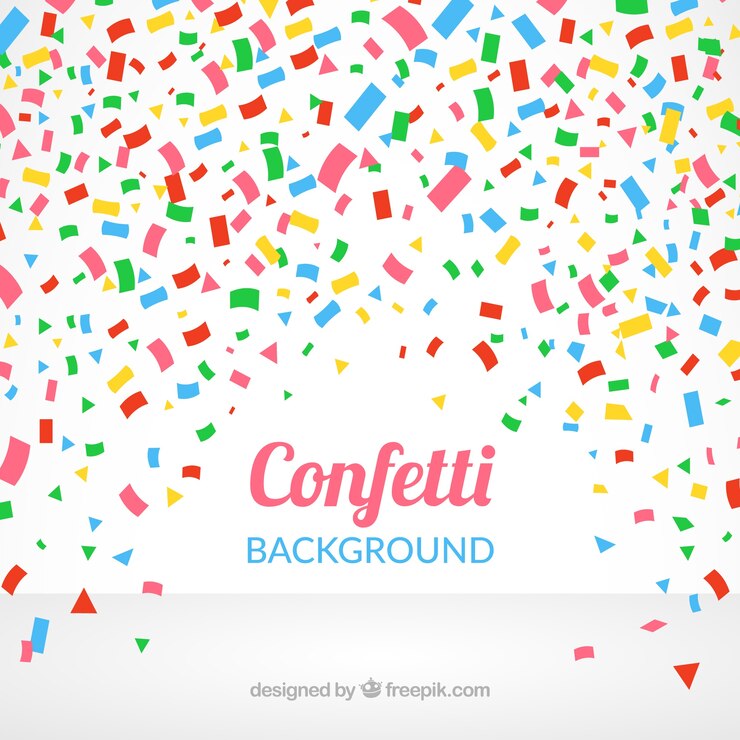 Vettore gratuito sfondio colorato di confetti in stile piatto