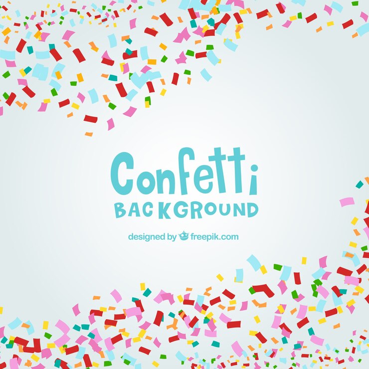 Vettore gratuito sfondio colorato di confetti in stile piatto