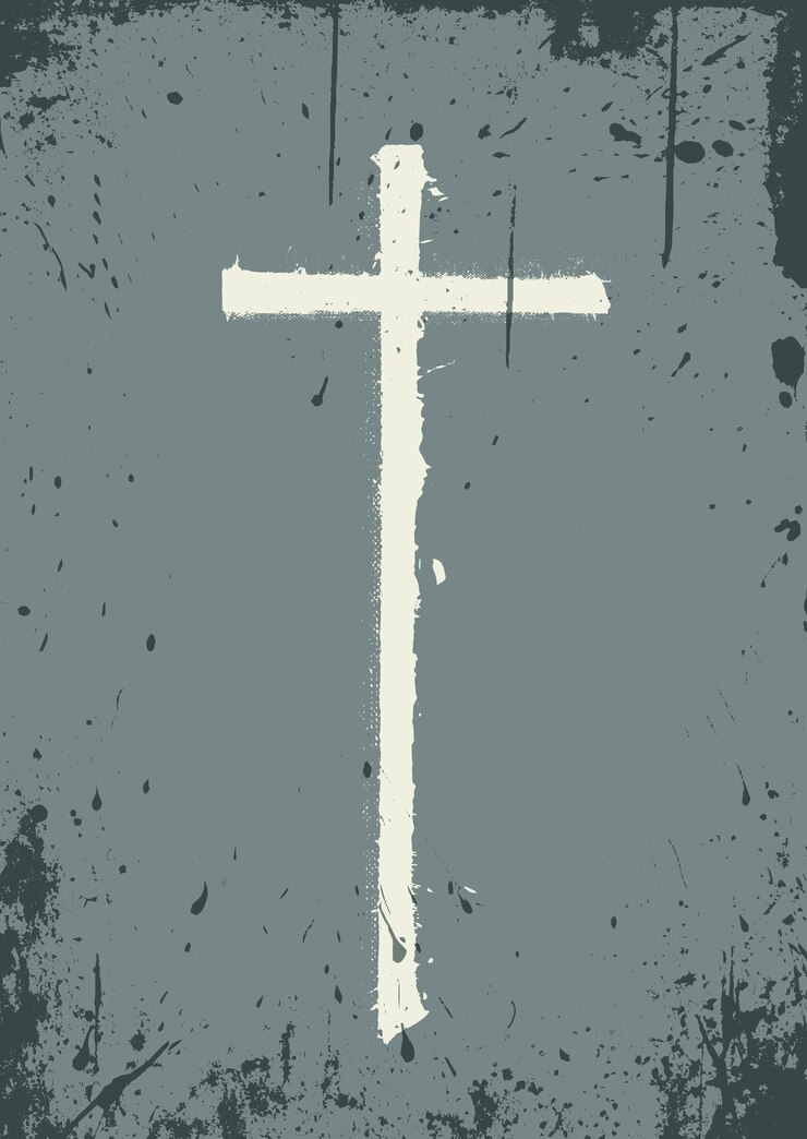 Vettore gratuito sfondio del design della croce cristiana grunge